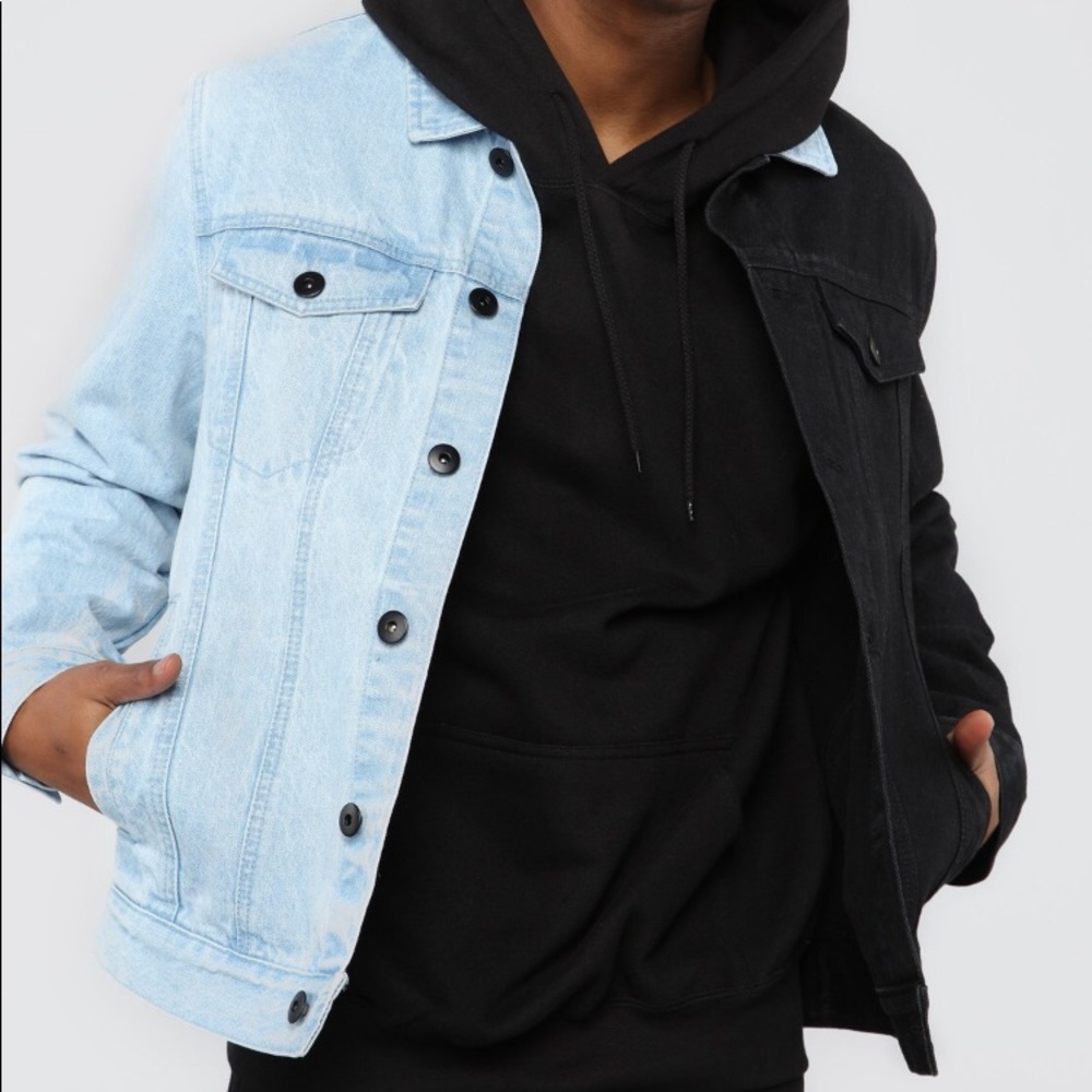 Two Tone Denim Jacket Black/combo